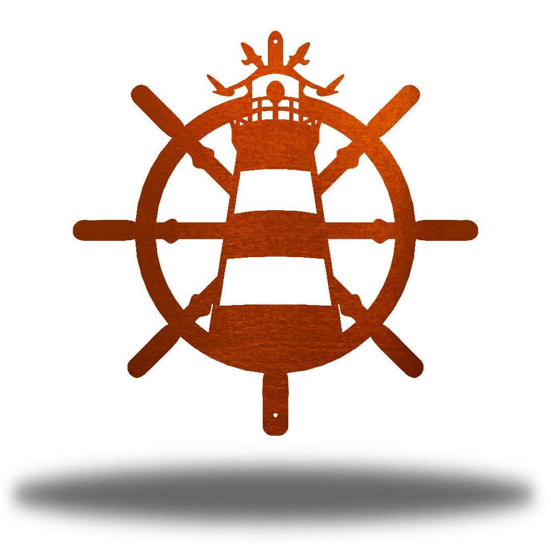 Riverside Designs-Ship Wheel Lighthouse-Metal Wall Art Décor